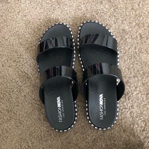 Black Fashion Nova slides